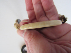 Vintage 1960’s Retro Flat Bone or Horn Disc Beaded Necklace 31″