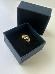 Vintage Clear Cubic Zirconia Ring Gold Plated Womens Size 10