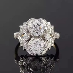 3Ct Art Deco Style Round Cut Lab Created Diamond Anniversary 14K Gold FN Ring