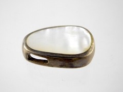Vintage NF Sterling Silver Mother of Pearl Shell Slide Pendant 925 7/8 Inch MOP
