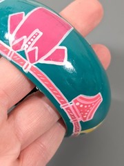 Vintage Hand Painted Wide Bangle Bracelet Summer Clothes Swimming 8.5 in