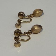 Vtg A&Z 1/20 12K Gold Filled Ball and Brushed Dangle Football Screwback Earrings