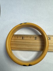 Vintage 1930s Butterscotch Bakelite Hand Painted Floral Bangle Bracelet Tested