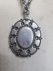 Vintage Bell Trading Post 1970s Nickel Silver Turquoise Pendant Necklace 25″