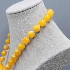 Vintage Yellow Bead Statement Bold Necklace Estate Costume Jewelry 18″ adj