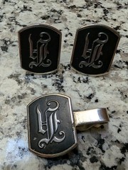 Vintage Men’s Mixed Lot Cufflinks & Tie Bars/Clasps 9pc Gold Black Silver
