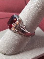 UNCAS Vintage Sterling Silver Ring w/Red Ruby Colored Stone Size 9.75