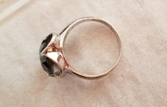 Vintage Mid Century Modern Sterling JP Silver Hematite Ring Size 8.75 Free Ship
