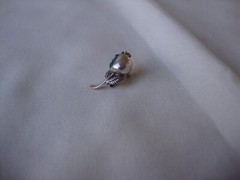 VINTAGE 1970-80s 3D POPPY SEED POD GREEN TOPAZ STERLING SILVER STAMPED 925 PIN