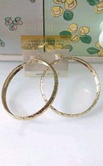 VTG Goldtone Metal Hoop Texture Pierced Earrings Hypo Allergenic Jewelry USA