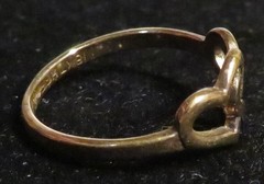 Vintage Used Two Hearts Together 18K HGF Ring Size 4.75 Tiny Pinky Unbranded GUC