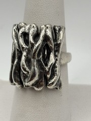 Vintage Sterling 925 BRUTALIST FREE-FORM UNIQUE RING Size 7.5 10.77grams