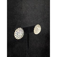 Vintage Lucite Dome Earrings Iridescent Sparkle Pierced Unsigned