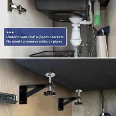 Heavy Duty Undermount Sink Support Brackets 2 Pack Black