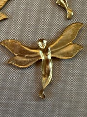 Vintage NOS Brass Fairy Stampings Art Nouveau Winged Nymph Jewelry Findings Lot