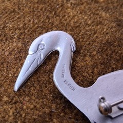 Vintage Marc Shields Pewter Brooch Pin Crane Bird Animal 3″