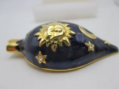 VTG Signed LIA Celestial Brooch Sun Moon Stars Night Sky 2.5″