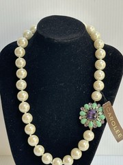 VTG CAROL LEE FAUX PEARL AMETHYST TURQUOISE BEADS 16” NECKLACE WITH TAG READ!