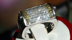 14k w/gold sz 10 ring 1.75ct natural & treated diamond invisible set 15.5gr C-73