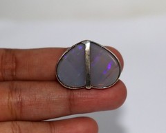 925 Silver Natural Australian Opal Heart Shape Unique Pendant 1 Inch