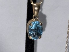 Vintage 10K Gold Blue Topaz Necklace And Matching Earrings So Pretty
