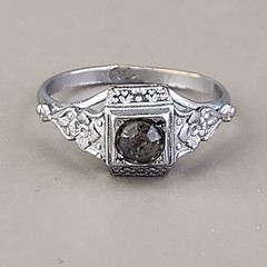 Vintage Art Deco Uncas Ring Paste Stone Silver Tone Antique 7