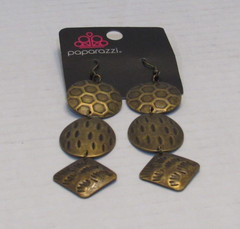 Brass Tone Dangle Drop Abstract Earrings Boho Chic Fairy Earthy Neutral