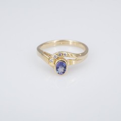 14k Tanzanite Diamond Cocktail Ring Yellow Gold Natural Size 8 RG4927