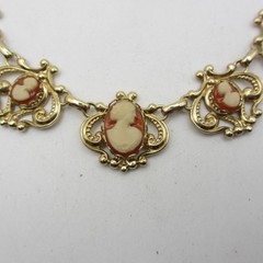 Vintage Cameo Necklace Victorian Revival Gold Tone 16 Inch