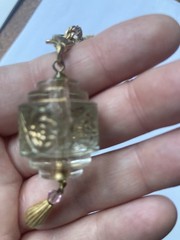 Art Deco Glass vintage Pendant Lucky Charm Talisman Gorgeous Ooak Beauty