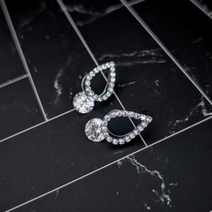 Vintage Stud Earrings Clear Gem Stylish with Dangle