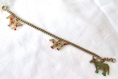 Vintage Czechoslovakia Articulated Animal Charm Bracelet PAT Enamel Farm Animals
