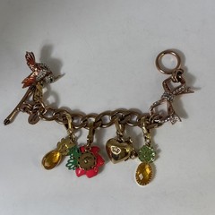 Vintage Juicy Couture Charm Bracelet Y2K Pave Rhinestones Bits Heart Flower