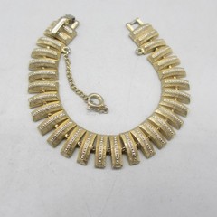 Vintage MCM Bracelet Textured Gold Tone Links Safety Chain