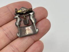 Vintage Art Deco 20s 40s Pot Metal Wishing Well Rhinestone Pin Brooch Figural