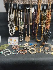 Vintage To Modern Costume Jewlery Lot Earth Tones Necklaces And Bracelets