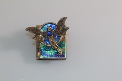 Vintage Raelinda Woad Miniature Book Brooch Angel Fairy Story