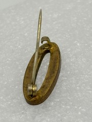 Antique Edwardian Era Sash Collar Lace Pin Open Oval Cobalt Enamel Brass C Clasp