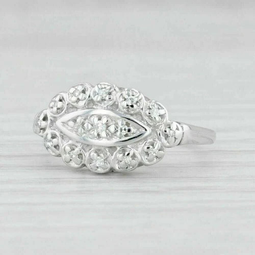 Art Deco Style Round Cut Lab Created Diamond 14K White Gold FN Engagement Ring
