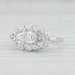 Art Deco Style Round Cut Lab Created Diamond 14K White Gold FN Engagement Ring