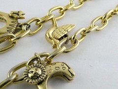 Vintage Laurel Burch Goldtone Charm Necklace Animal Charms Cat 19 Inches