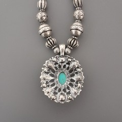 Vintage Nordstrom Statement Necklace – Turquoise Blue Color – Howlite Rhinestone