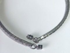 Vtg (Antique?) Silver-tone Clear Rhinestone Rigid Tennis-style Necklace 16″