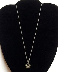 Vintage Sterling Silver Marcasite Butterfly Necklace 18″ Pendant Dainty Black