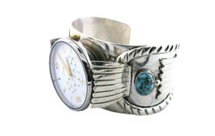 Vintage Navajo Sterling Turquoise Southwest Watch 6 1/8 x 1 3/5 Inch T3A23/6524
