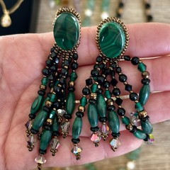 Personal Collection Vintage Crystal Jewelry Lot Opal Jade Malachite Necklaces