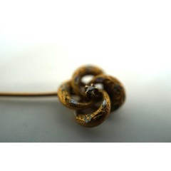 Antique Victorian 14K Gold Diamond Stick Pin Knot Design Enamel Accent