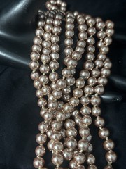 Vintage Faux Pearl Necklace Metallic Knotted Flapper Opera Wedding 8mm 68”