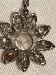 Vintage 1950’s Beautiful Pendant Cross Necklace Faux Pearls AB Rhinestones