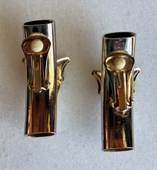Vintage Atomic Butterfly Clip Earrings Gold Tone Blue Rhinestone Mod 60s 1 3/4″